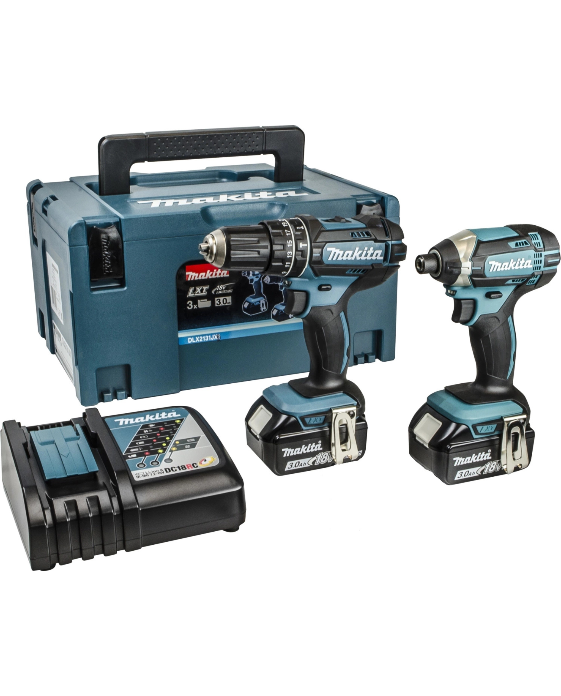 Zestaw akumulatorowy DLX2131TJ, 2-częściowy (DHP482 + DTD152), 18 V, 5,0 Ah w walizce Mbox